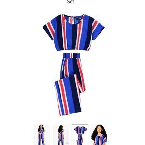 Boohoo | Girls Stripe Trouser & Crop Top Set